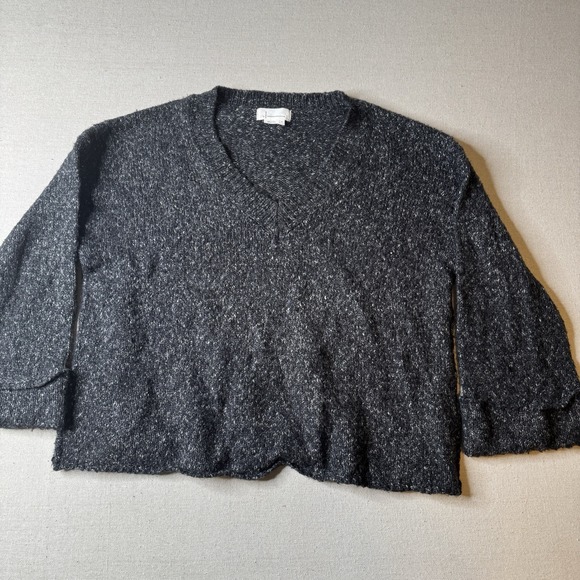 Anthropologie Maggie Sweater Bell Sleeve Oversized Boxy Black Women's Size Small - Picture 2 of 7